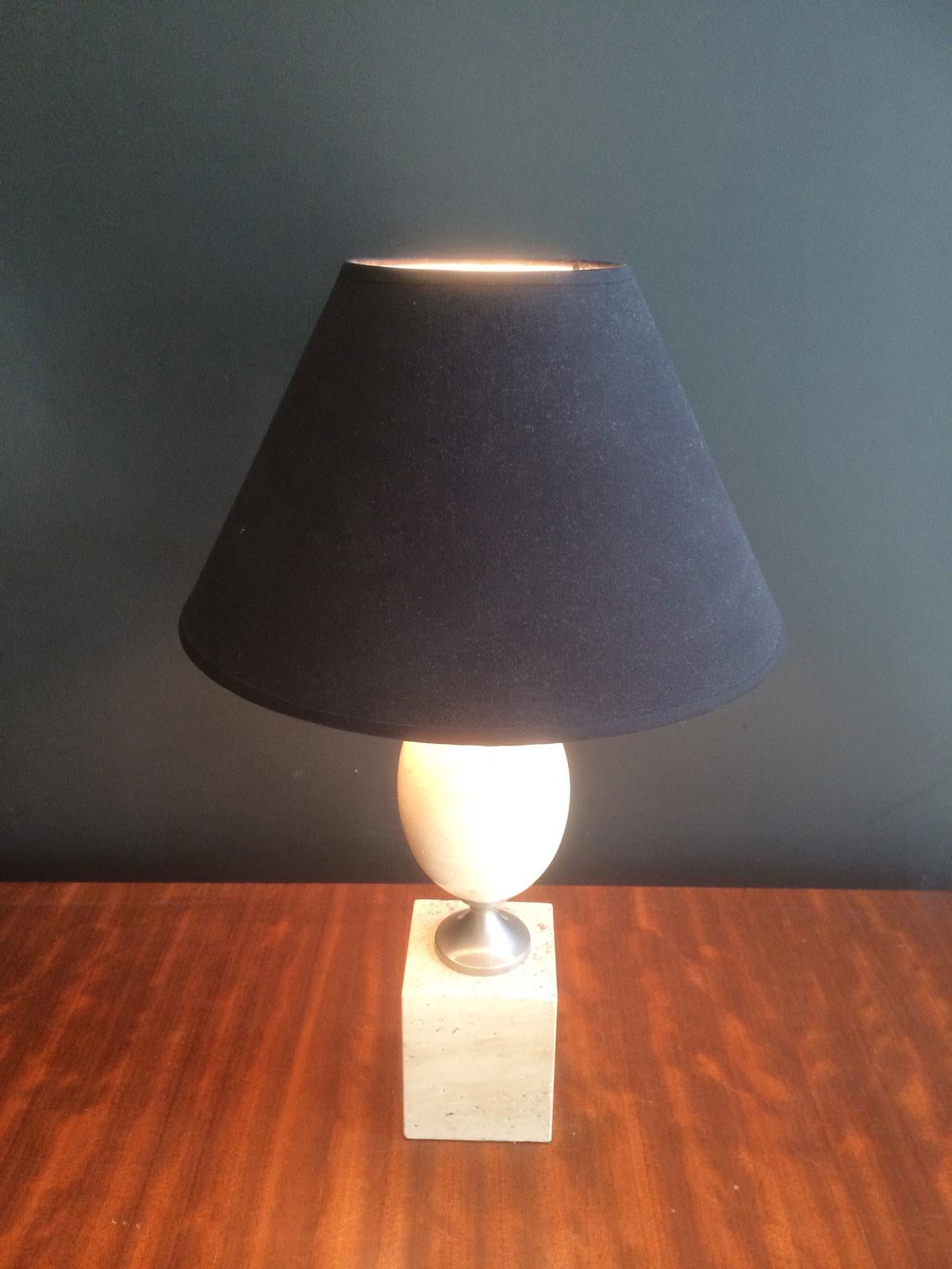Philippe Barbier, Travertin and Chrome Lamp, circa 1970 For Sale 10