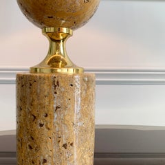 Lampada da tavolo in travertino e doratura di Philippe Barbier