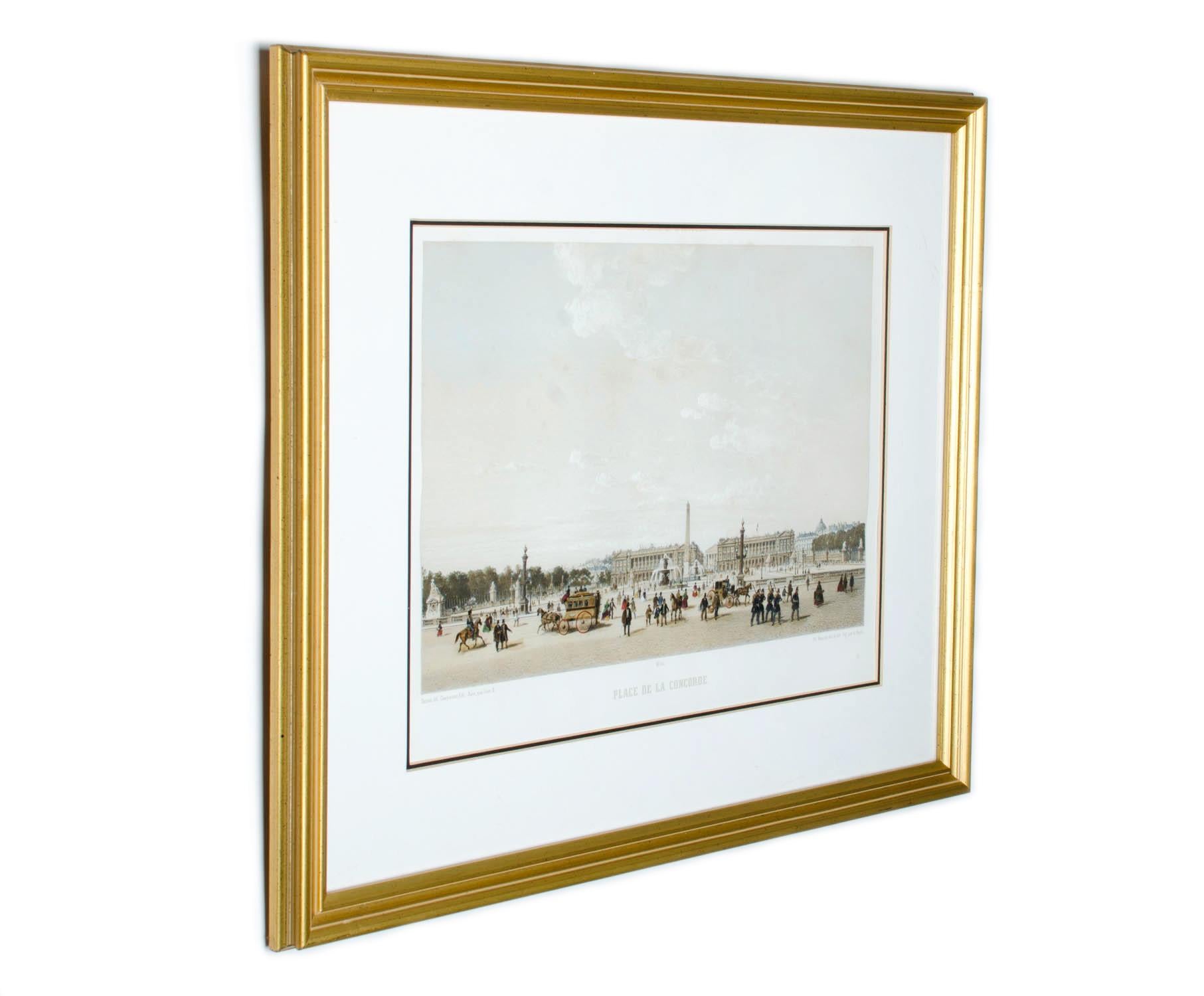 Français Philippe BENOIST - Place de la Concorde, Paris - Lithographie ancienne, 1861 en vente