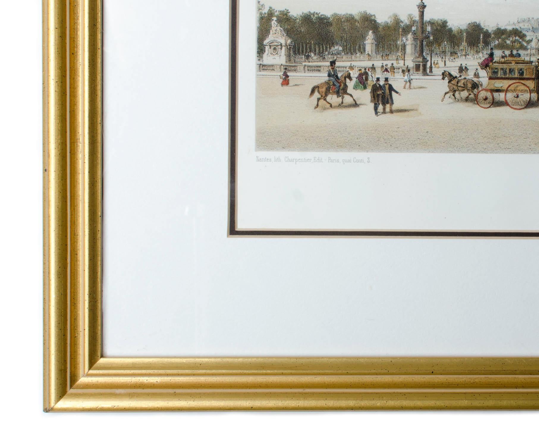 Philippe BENOIST - Place de la Concorde, Paris - Lithographie ancienne, 1861 Bon état - En vente à Savannah, GA