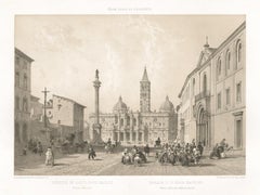 Basilica di St Maria Maggiore, Rome, Italie. Lithographie teintée, Philippe Benoist