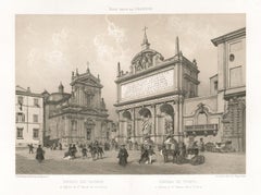 Antique Fontana dell' Acqua Felice & Santa Maria della Vittoria, Rome, Italy. Lithograph