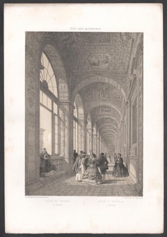 Loggia of Raphael, Vatican, Rome, Italy. Tinted lithograph by Philippe Benoist
