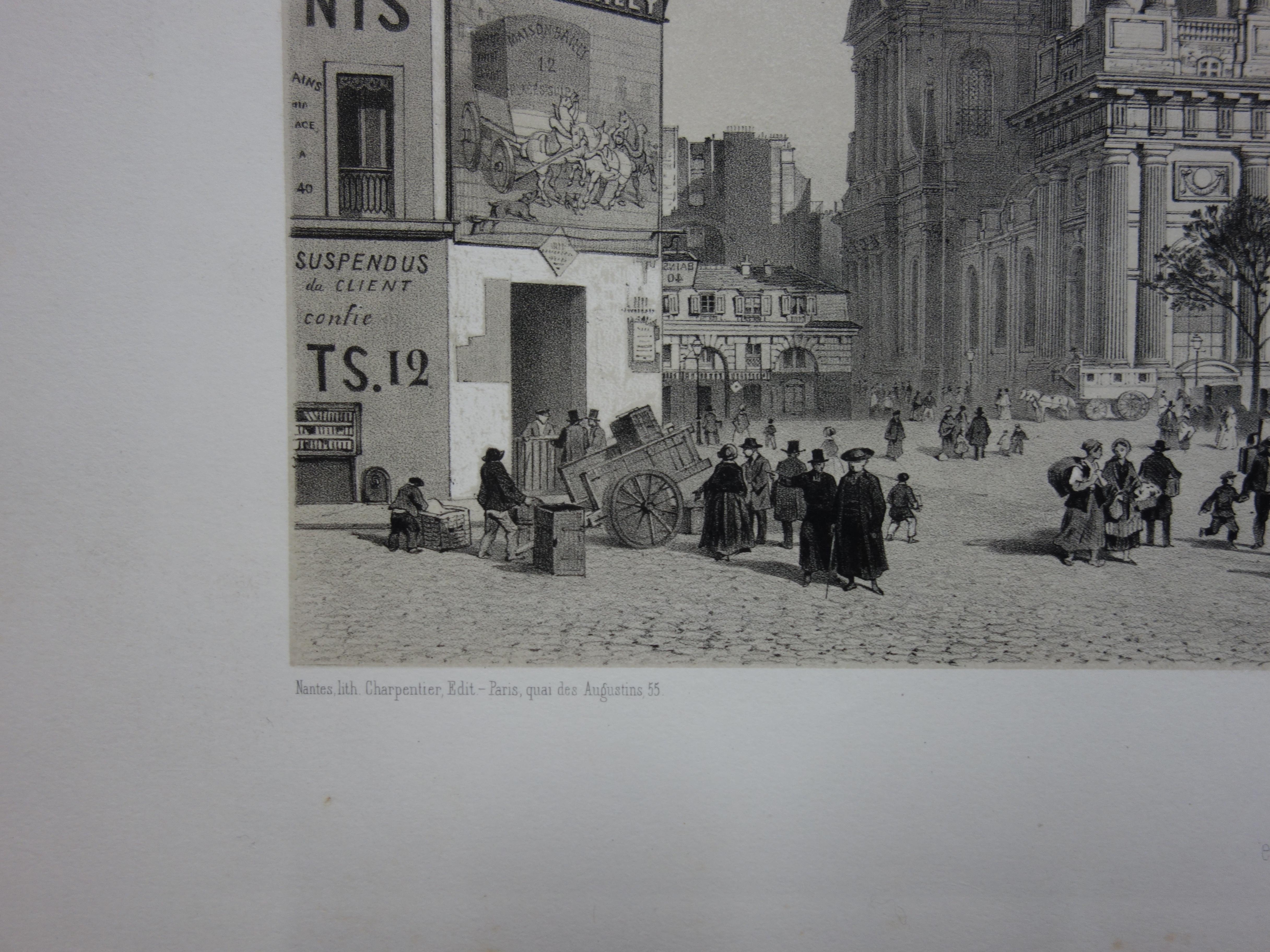 Paris : Back Door of Louvre Museum & Saint Sulpice - 2 Original lithographs  8