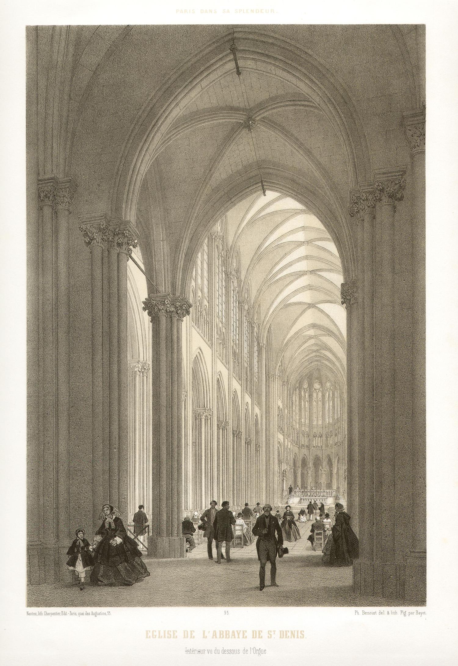 Paris - Eglise de L'abbaye de St Denis, French lithograph, 1861