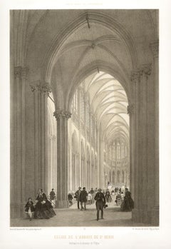 Parigi - Eglise de L'abbaye de St Denis, litografia francese, 1861