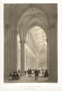 Paris - Eglise de L'abbaye de St Denis, French lithograph, 1861