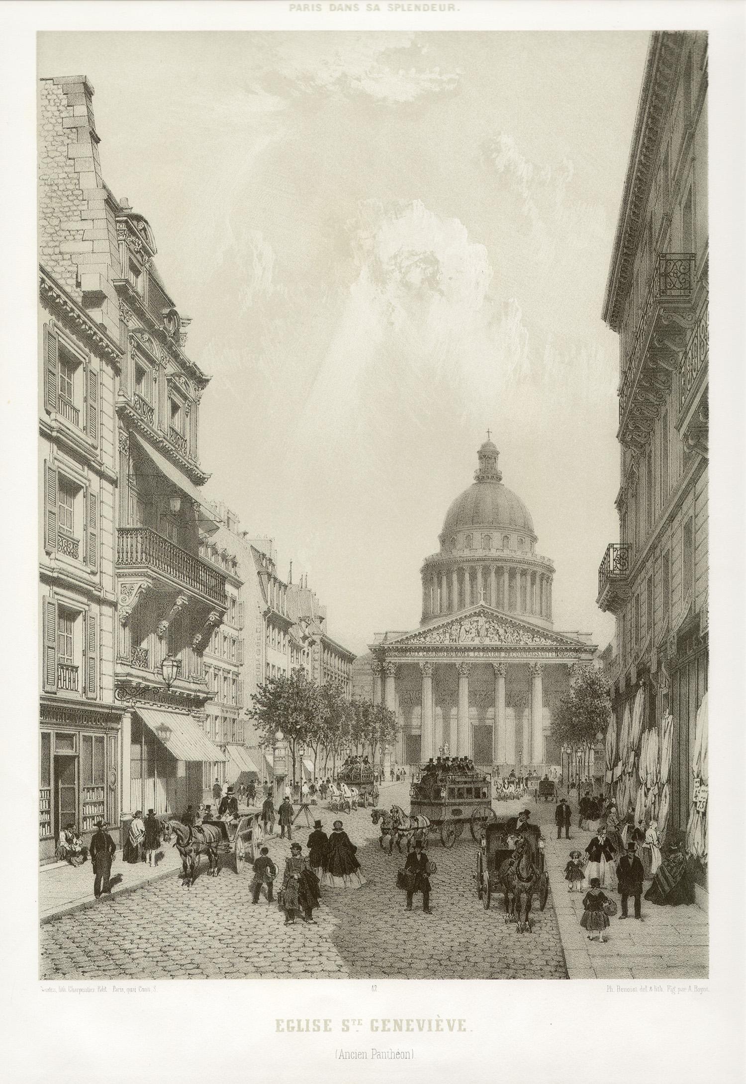Paris - Eglise Saint Genevieve (Ancien Pantheon), French lithograph, 1861