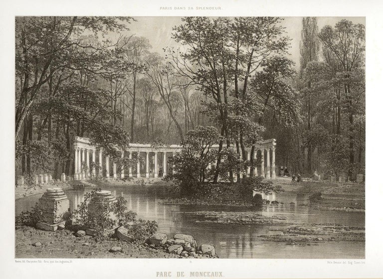  Philippe Benoist Landscape Print - Paris - Parc de Monceaux, French lithograph, 1861