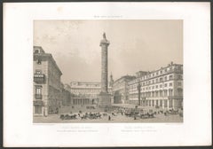 Piazza Colonna, Roma, Italia. Litografia di Philippe Benoist
