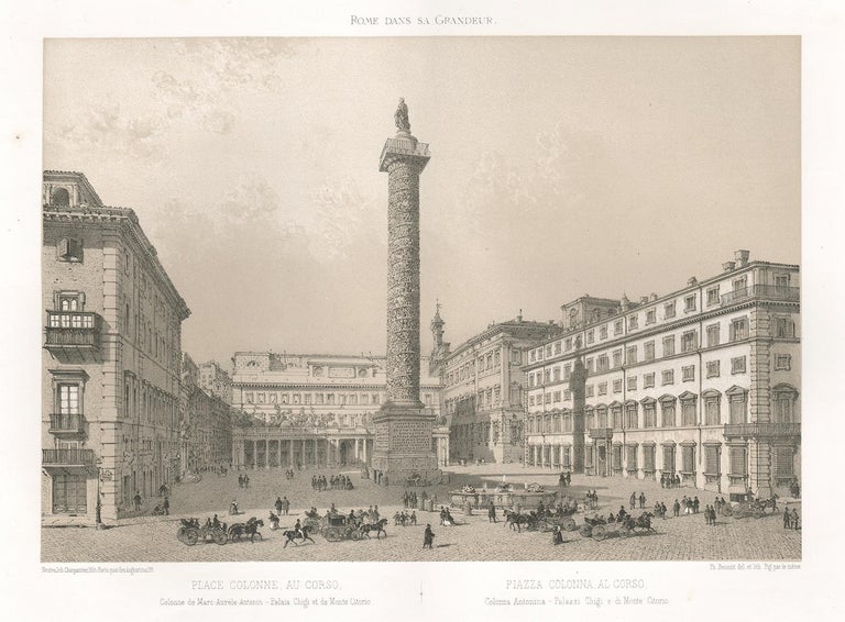Philippe Benoist - Piazza Colonna, Rome, Italy. Lithograph by Philippe ...