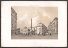 Piazza di Monte Cavallo, Roma, Italia. Litografia colorata di Philippe Benoist