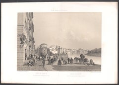 Porto di Ripetta, Rome, Italy. Lithograph