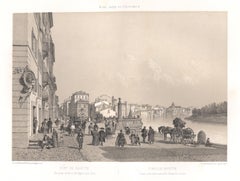 Porto di Ripetta, Rome, Italie. Lithographie