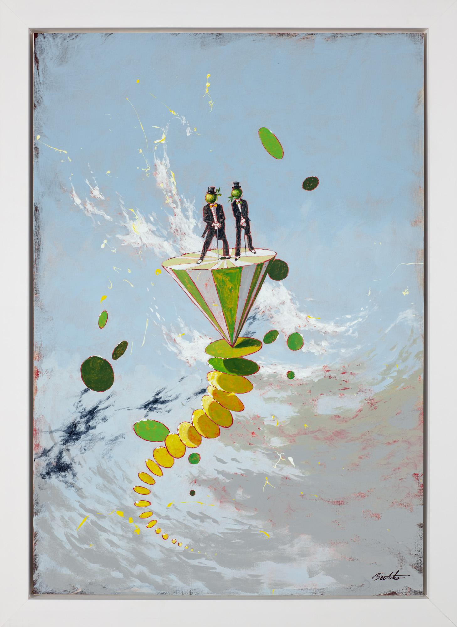 Apple Brothers (Grau), Figurative Painting, von Philippe Bertho