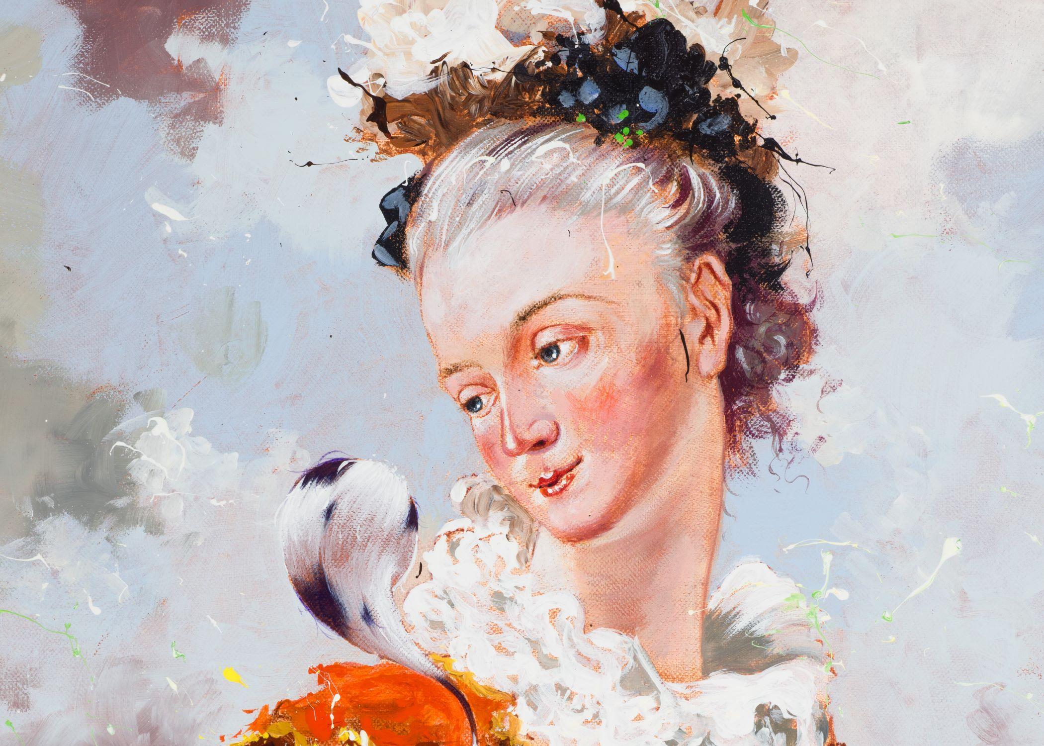 Fragonard Loves Pompoms (Zeitgenössisch), Painting, von Philippe Bertho