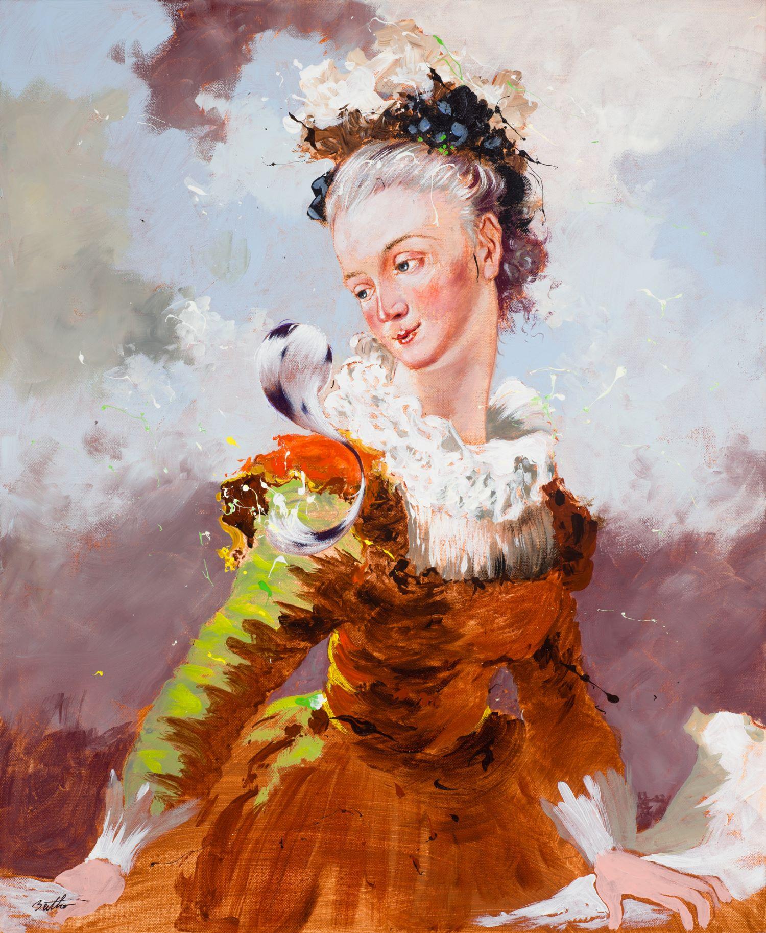 Fragonard Loves Pompoms – Painting von Philippe Bertho