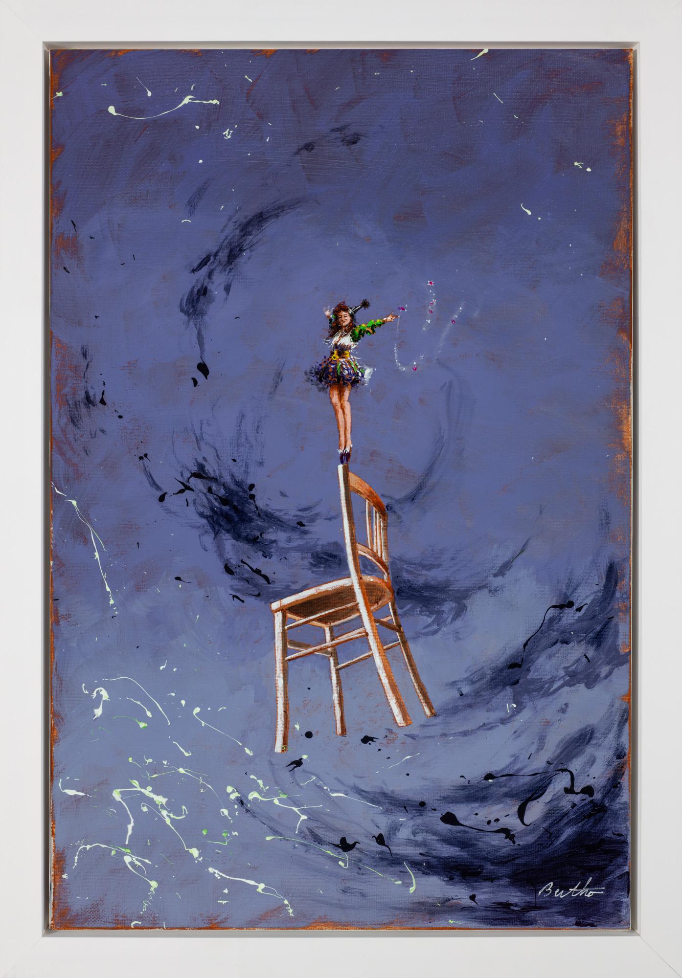 The Chair - Purple Figurative Painting by Philippe Bertho