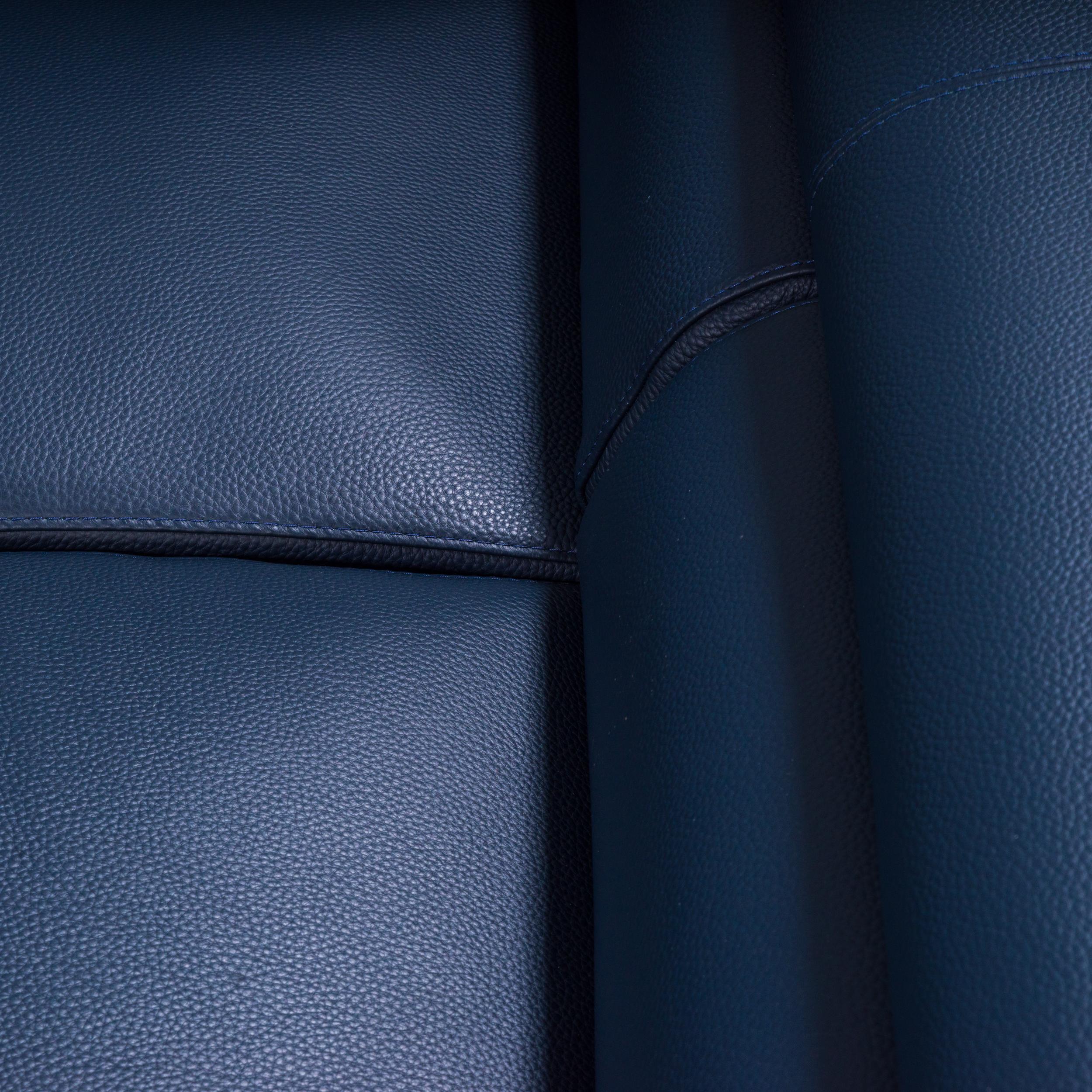  Roche Bobois by Philippe Bouix Navy Blue Leather Cinephile Corner Sofa, 2018 8
