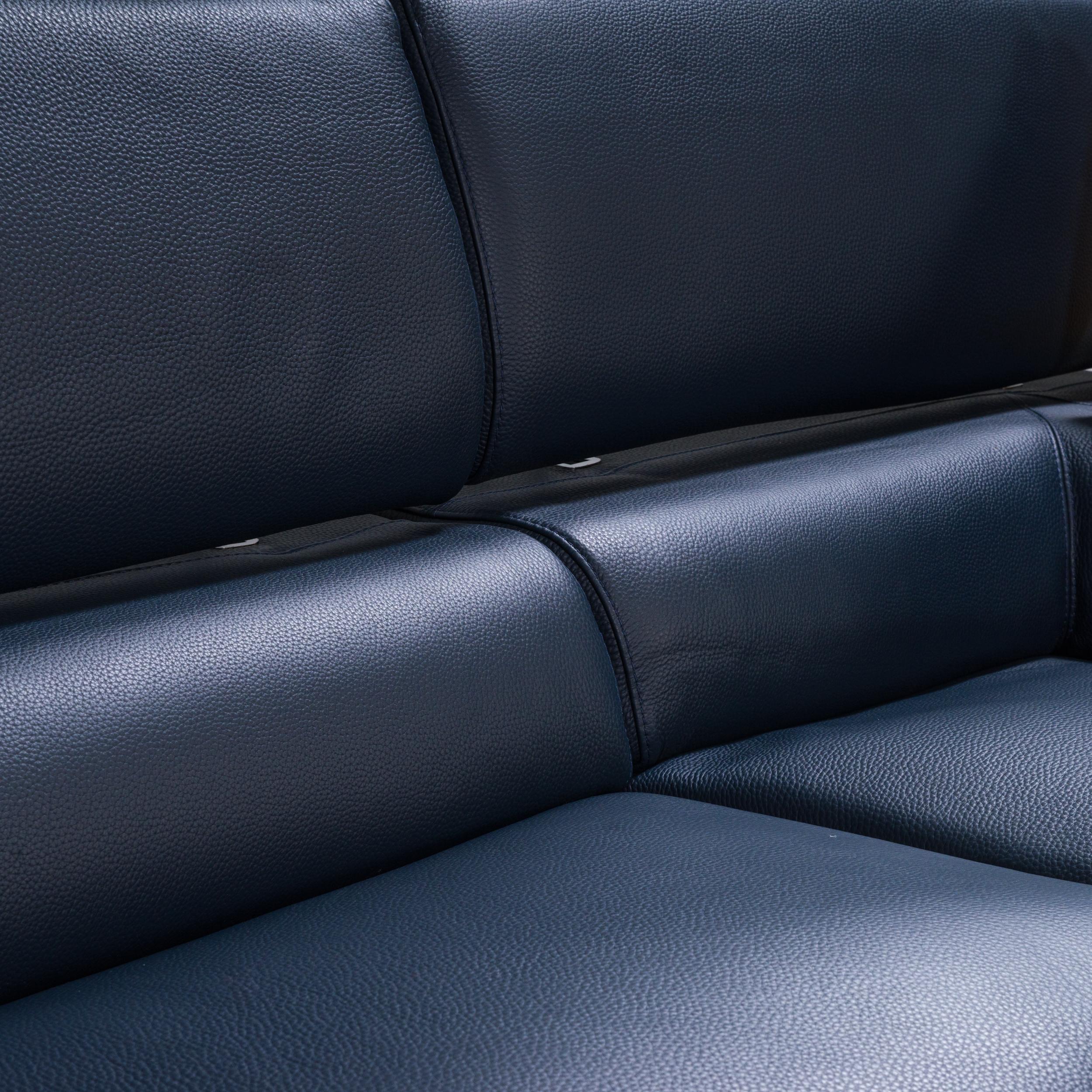  Roche Bobois by Philippe Bouix Navy Blue Leather Cinephile Corner Sofa, 2018 10