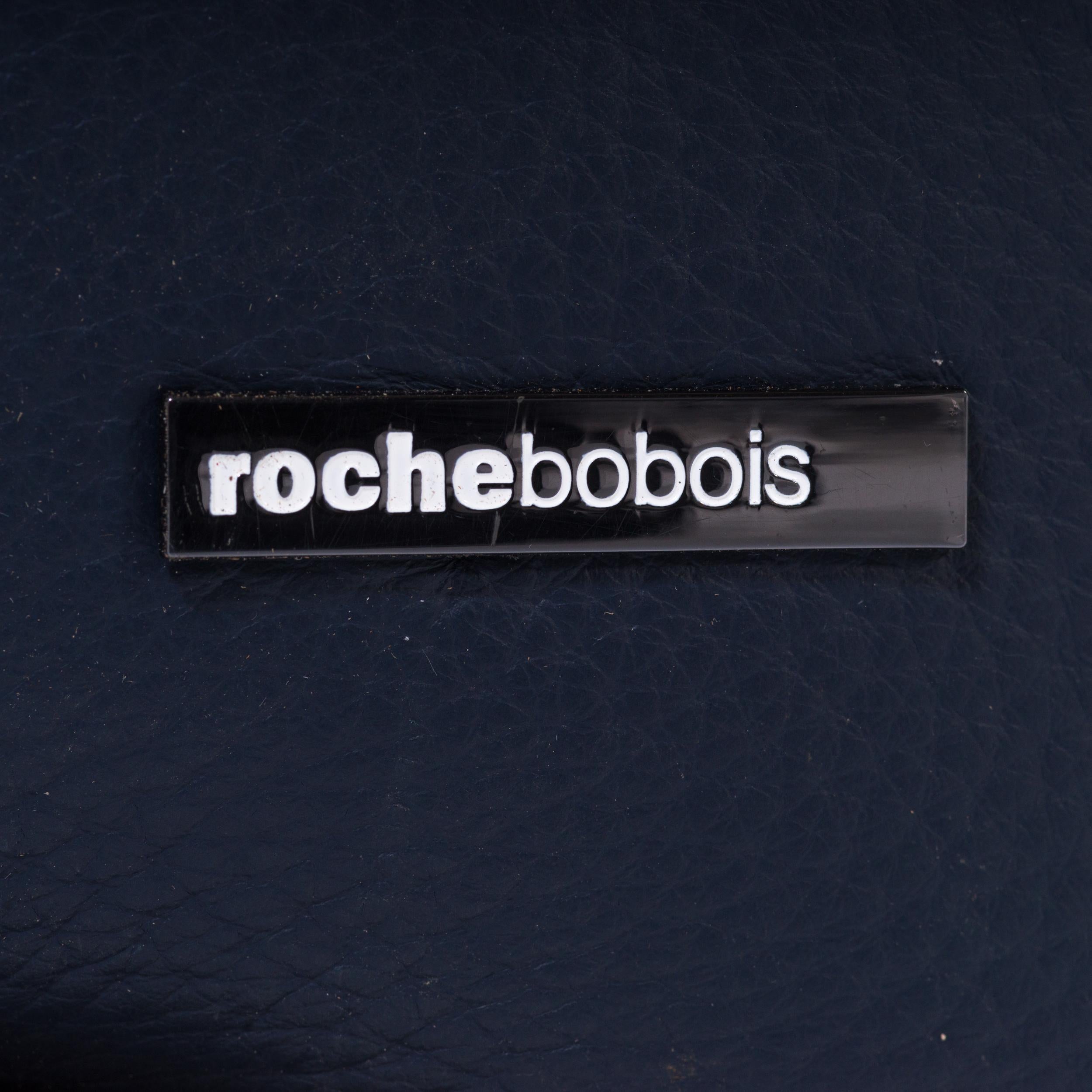  Roche Bobois by Philippe Bouix Navy Blue Leather Cinephile Corner Sofa, 2018 6