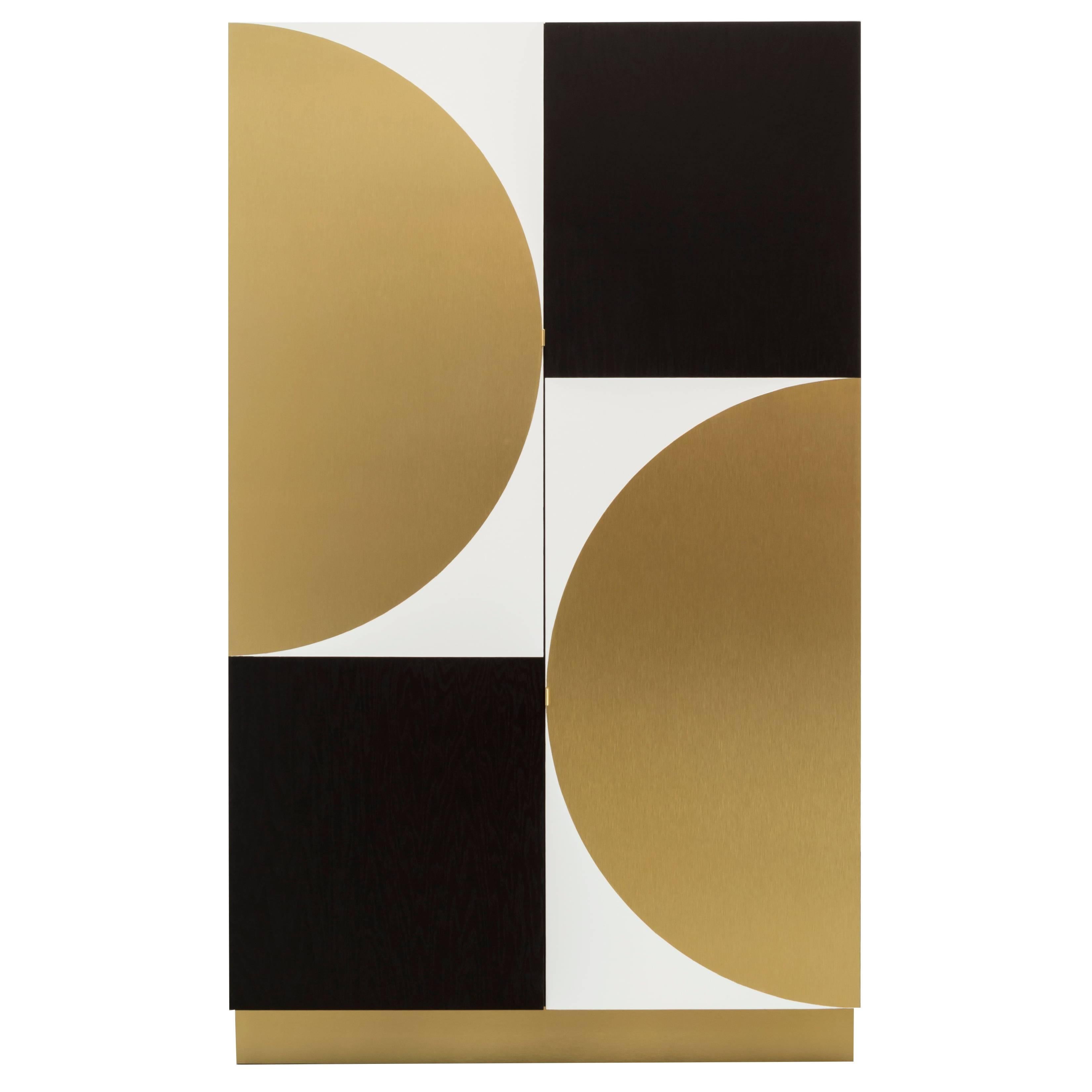 PHILIPPE CABINET - Modern Geometric Brass Inlay on a Oak and Acrylic Body.