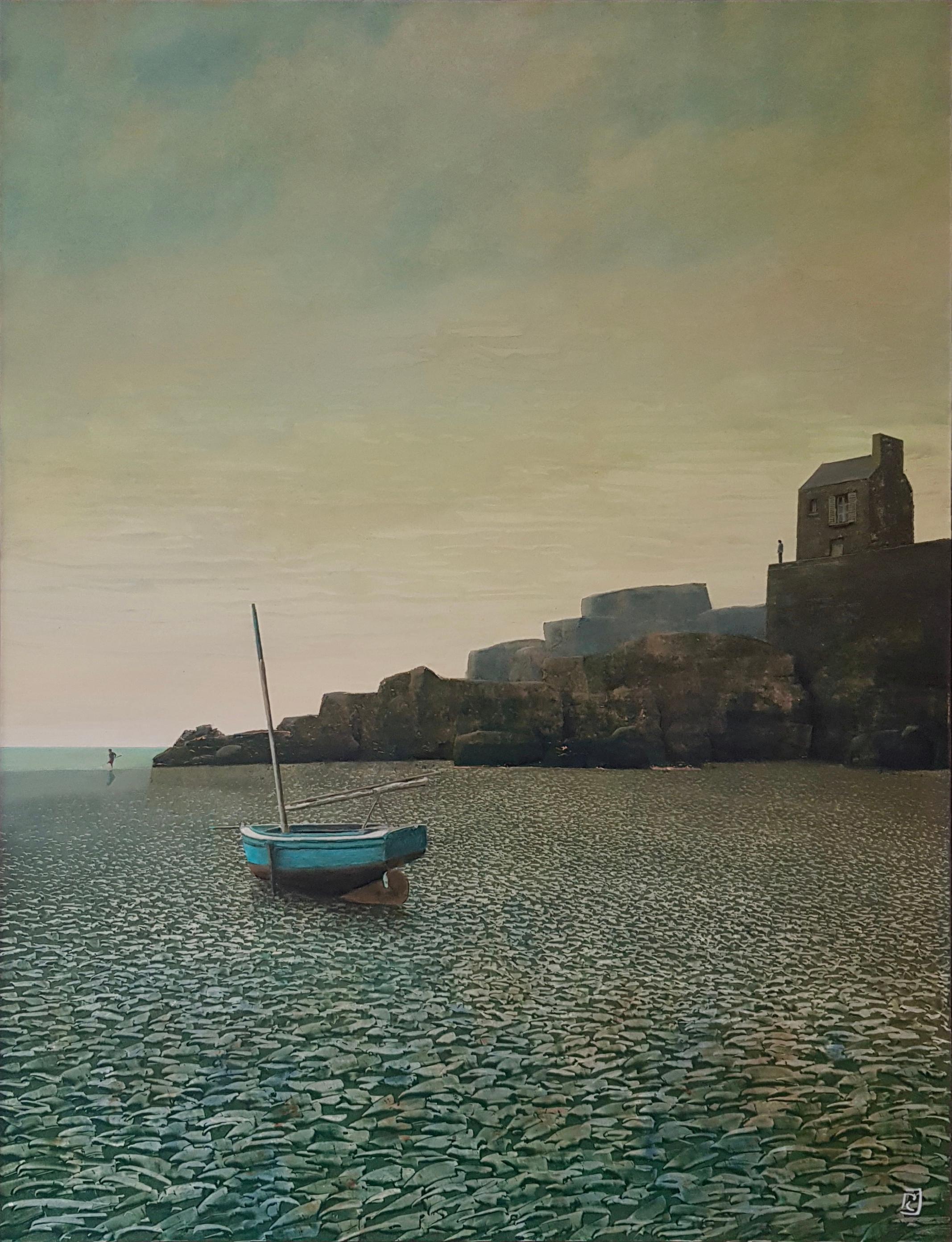 Philippe Charles Jacquet Landscape Painting - Échouage 