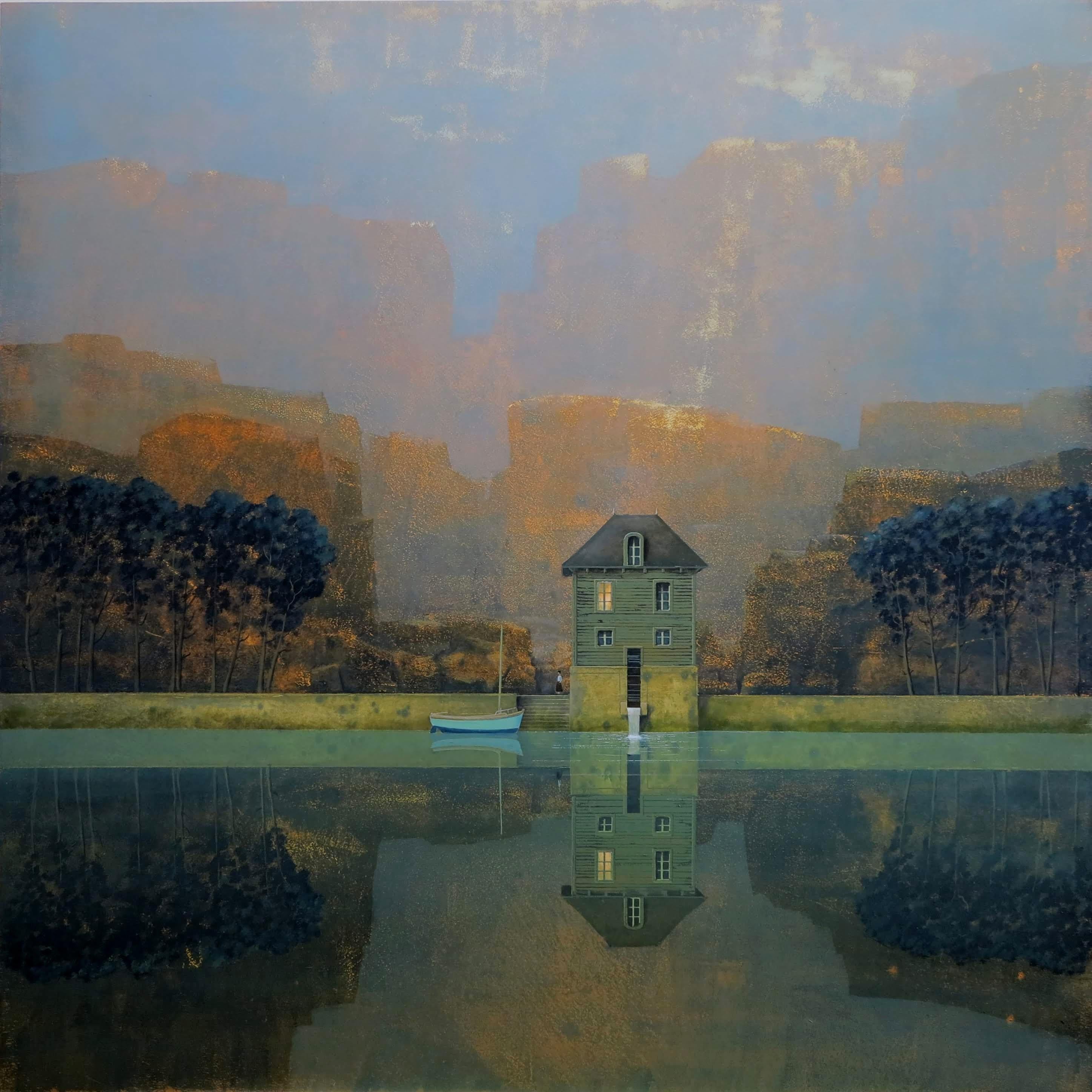Philippe Charles Jacquet Landscape Painting - Le moulin à l'aube