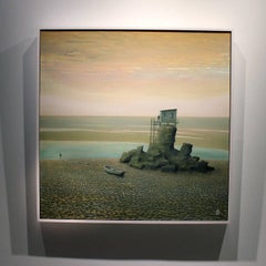 Le rocher solitire, oil paint on wood panel