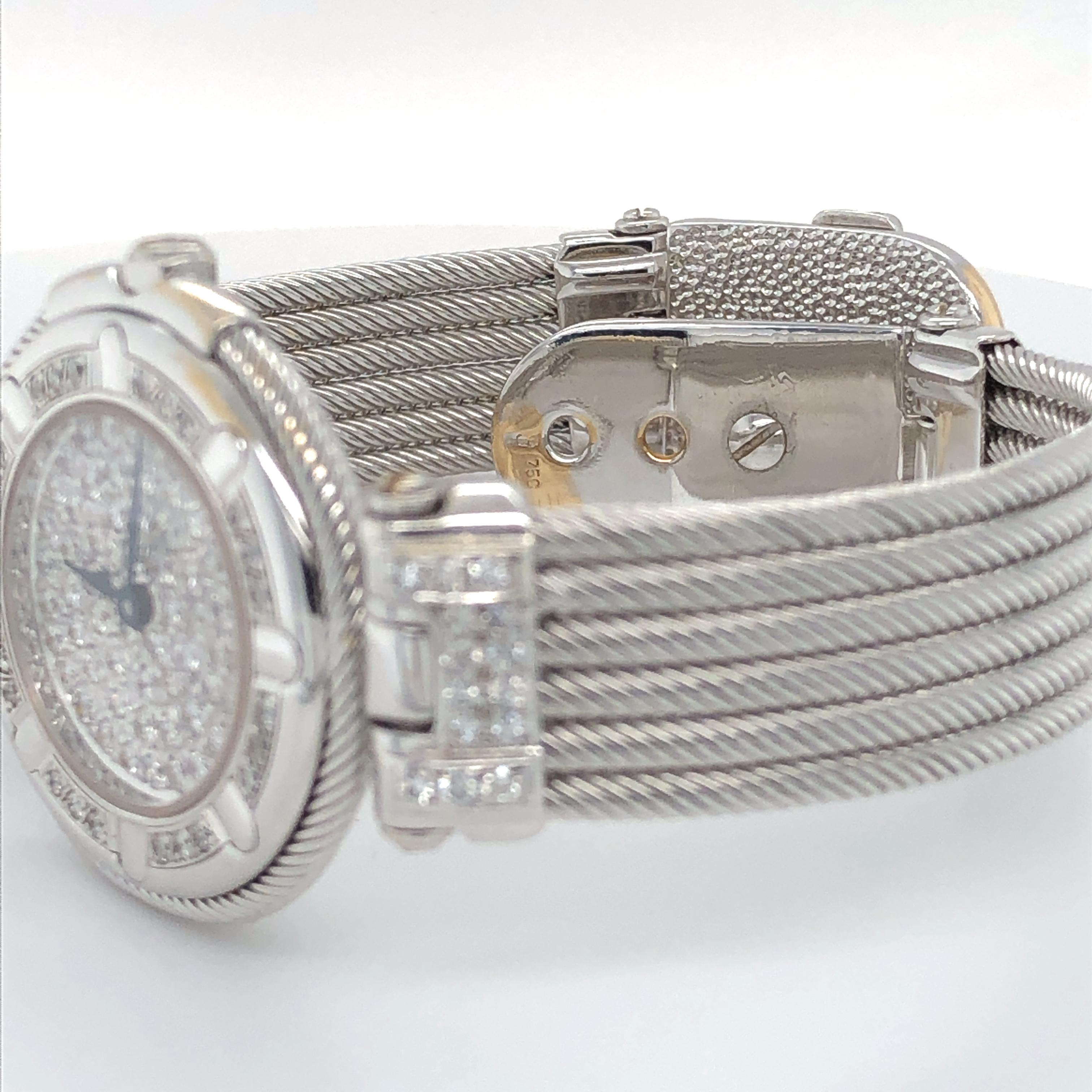 Round Cut Philippe Charriol 18 Karat White Gold and Diamond Watch For Sale