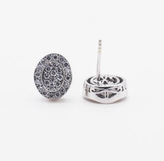 Philippe Charriol 18 Karat White Gold Pave Diamond .50 Carat Stud Earrings