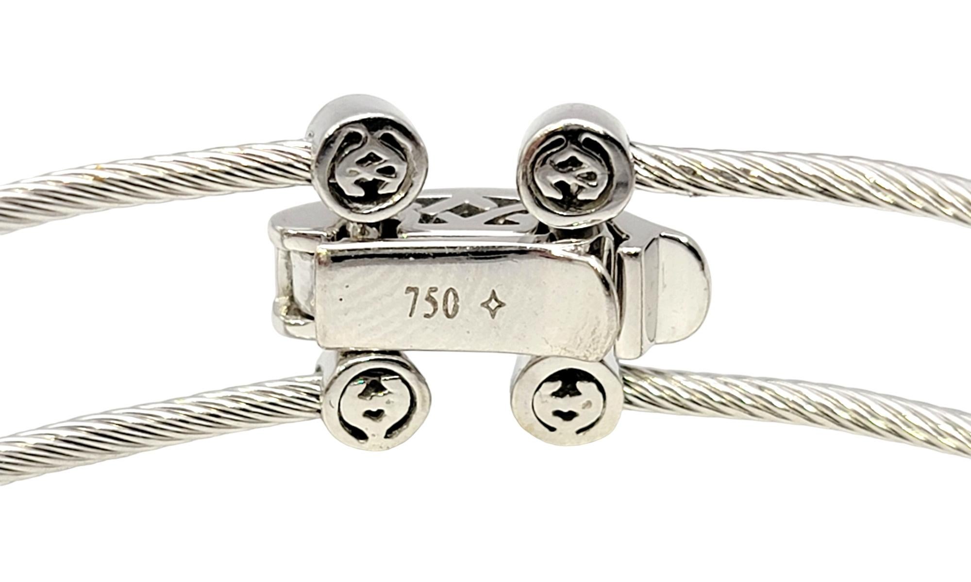 Philippe Charriol 18 Karat White Gold Pave Diamond Bar Cable Link Bracelet For Sale 1