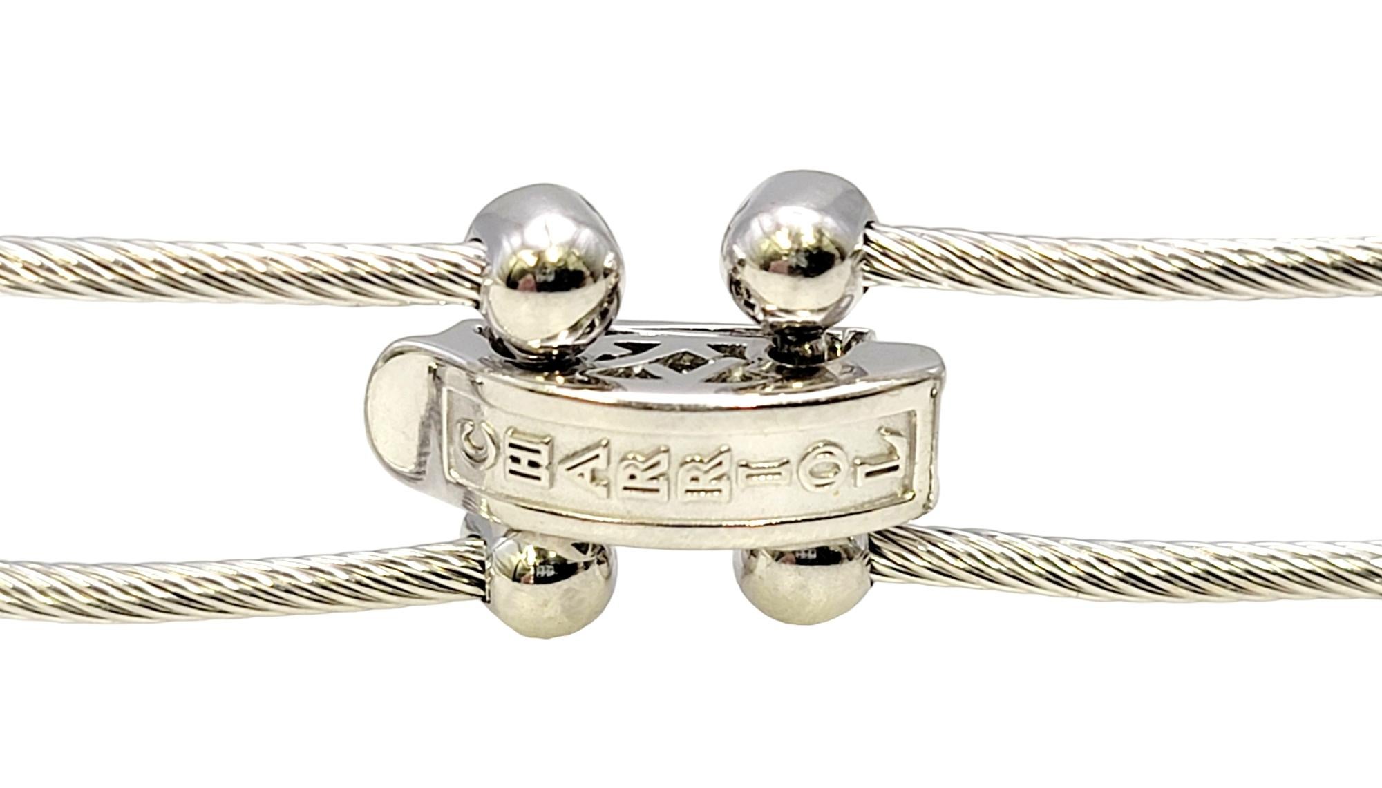 Philippe Charriol 18 Karat White Gold Pave Diamond Bar Cable Link Bracelet For Sale 1