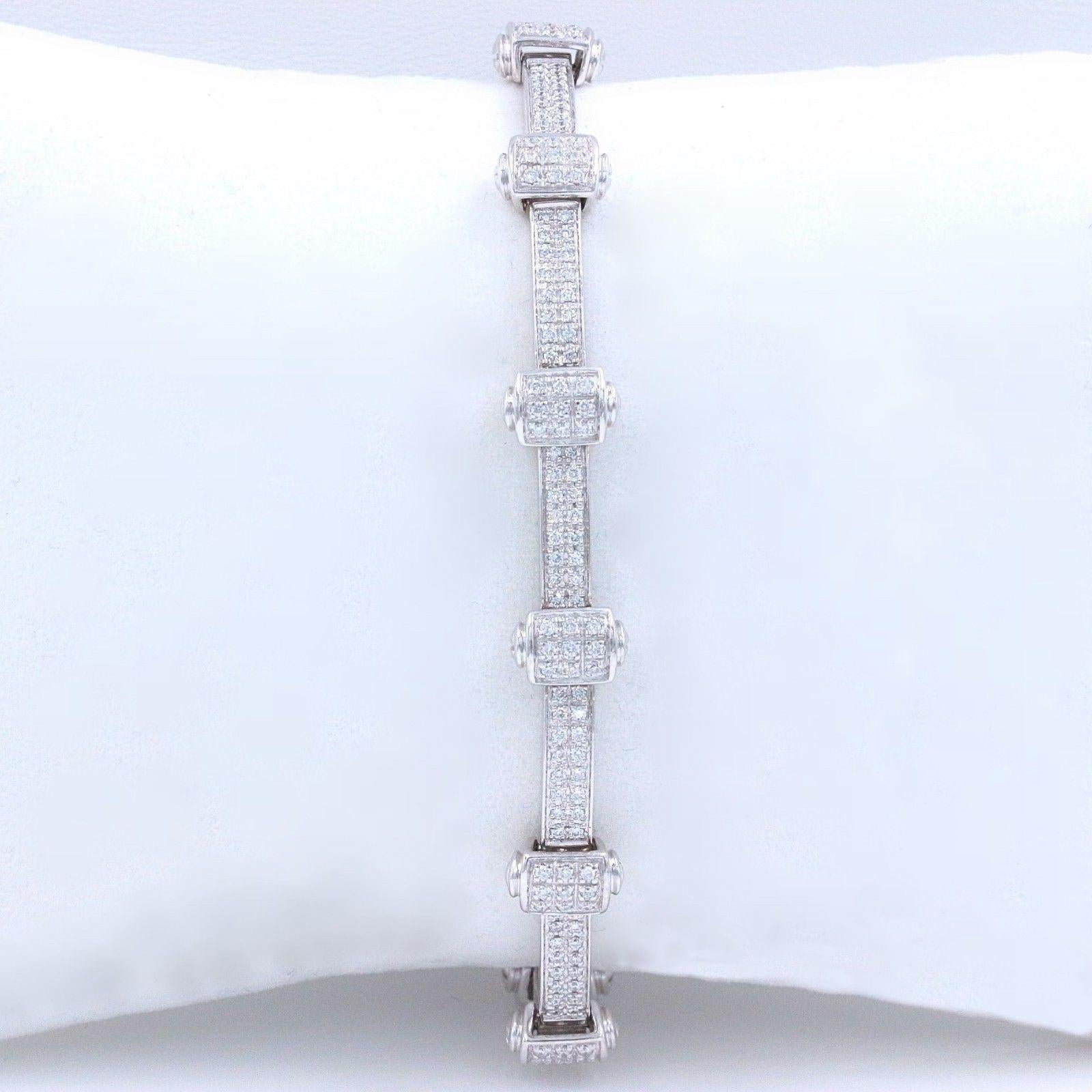 Women's Philippe Charriol 18 Karat White Gold Pave Diamond Bracelet 1.00 Carat For Sale