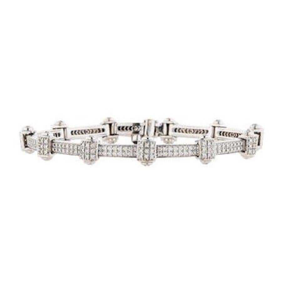 Philippe Charriol 18 Karat White Gold Pave Diamond Bracelet 1.00 Carat For Sale