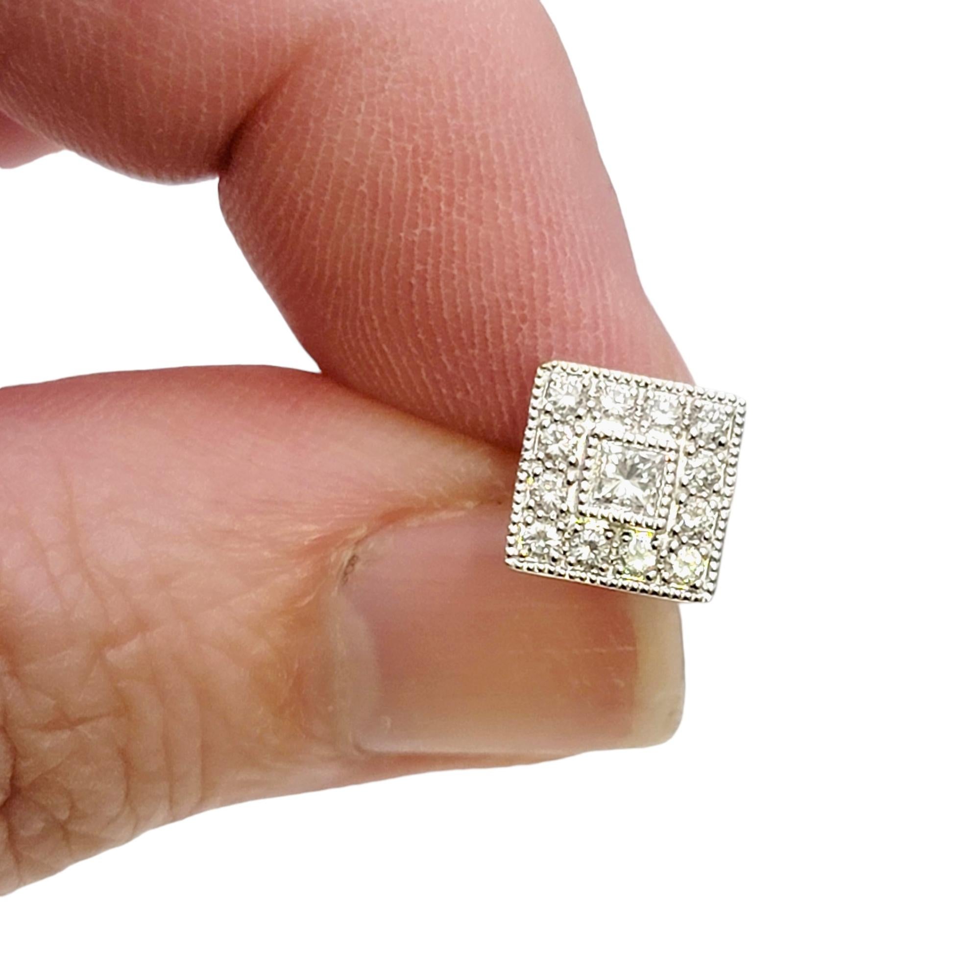 Philippe Charriol 18 Karat White Gold Princess Cut Diamond Square Stud Earrings 5