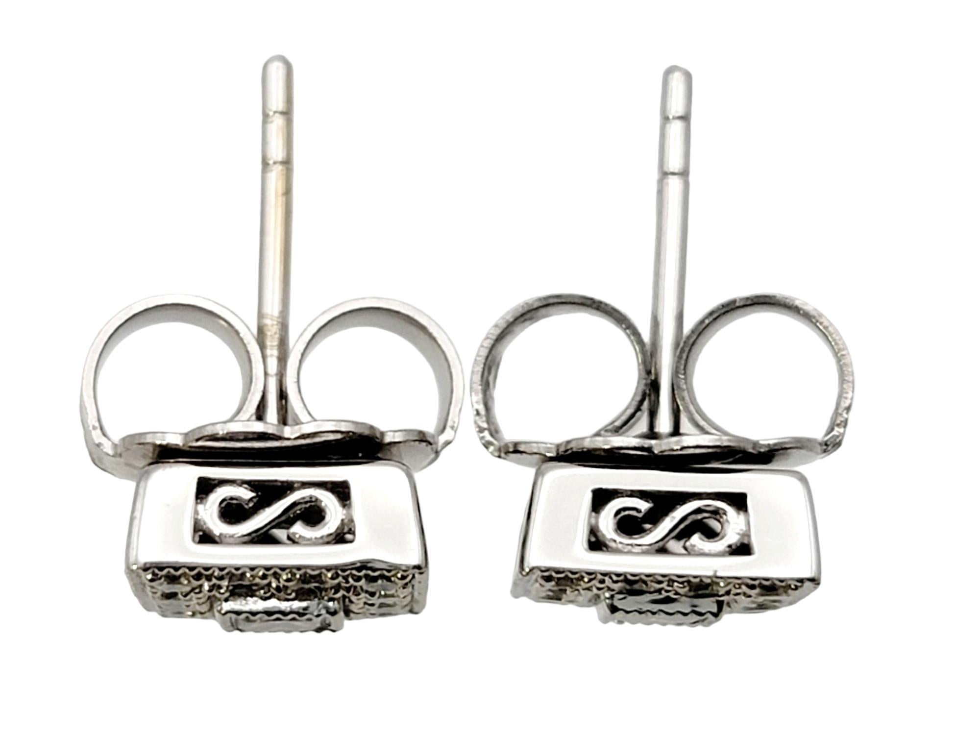 Philippe Charriol 18 Karat White Gold Princess Cut Diamond Square Stud Earrings 3
