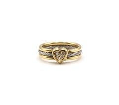 Philippe Charriol 18 Karat und Edelstahl Herz Cluster Diamant Kabel Ring