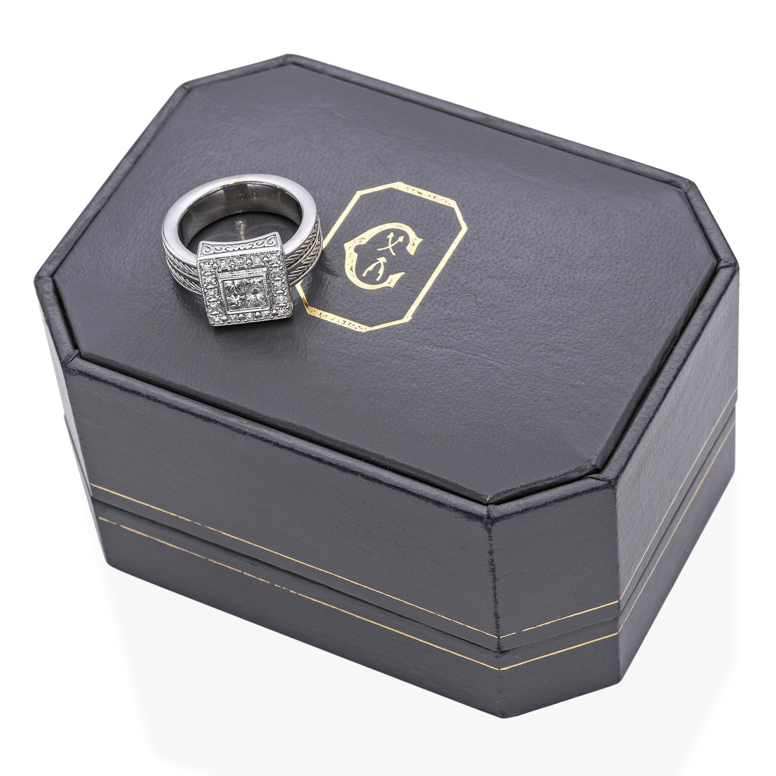 Taille brillant Philippe Charriol Bague en or blanc 18k avec diamants en vente