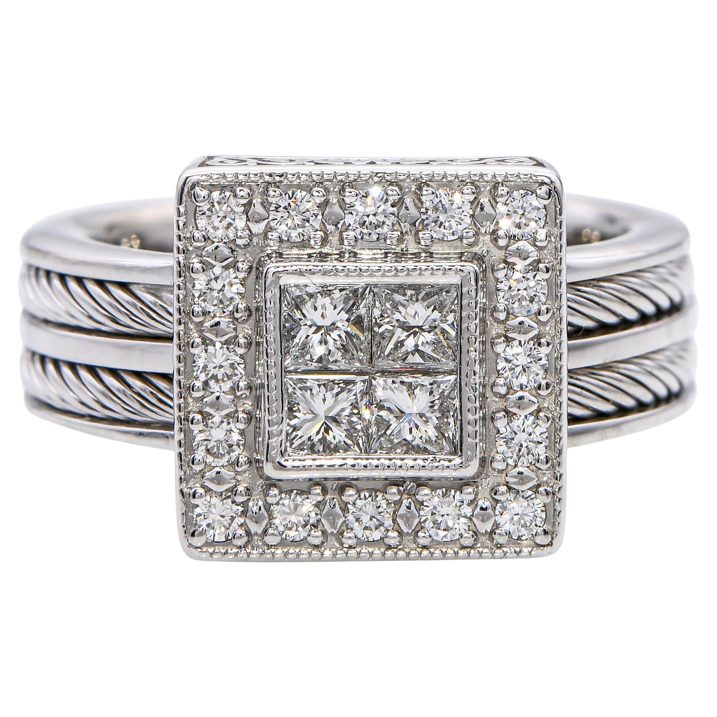 Philippe Charriol Bague en or blanc 18k avec diamants en vente