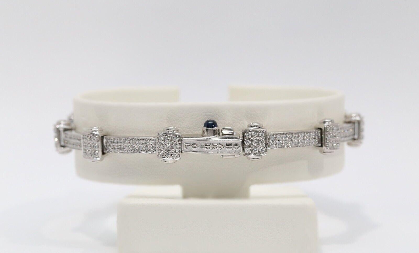 Philippe Charriol 18K White Gold Pave Diamond Bracelet 7.5