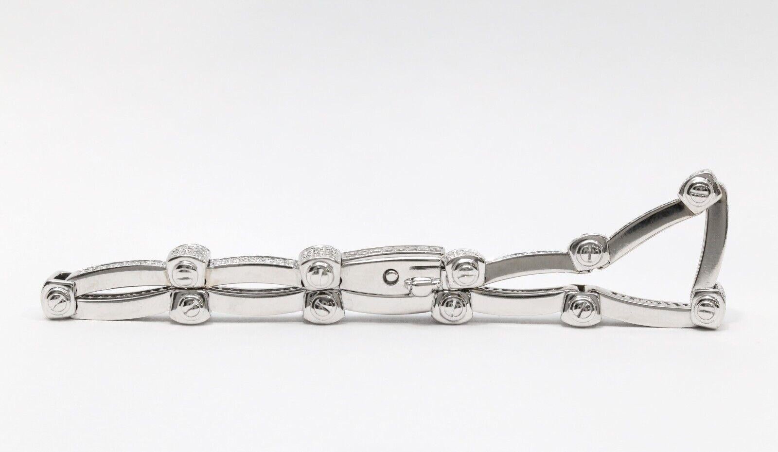 Women's Philippe Charriol 18K White Gold Pave Diamond Bracelet 7.5