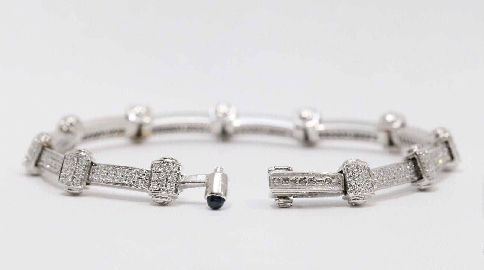Philippe Charriol 18K White Gold Pave Diamond Bracelet 7.5