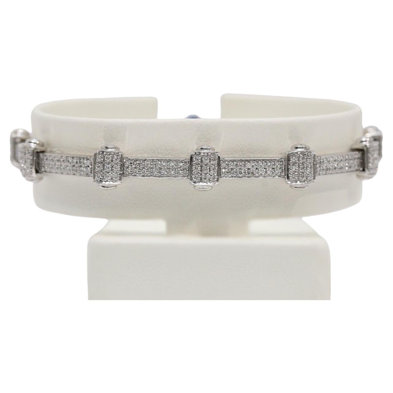 Philippe Charriol 18K White Gold Pave Diamond Bracelet 7.5" - 24.1g For Sale
