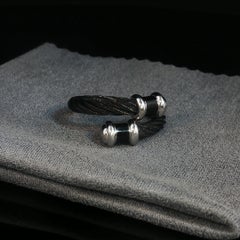 Philippe Charriol Black Cable Ring Stainless Enamel Bypass Ring Sz 7 Flexible