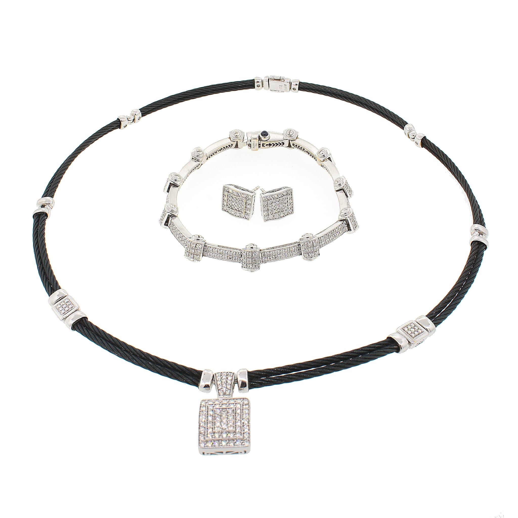 Philippe Charriol Keltische Noir Pavé-Diamant-Halskette (Rundschliff) im Angebot