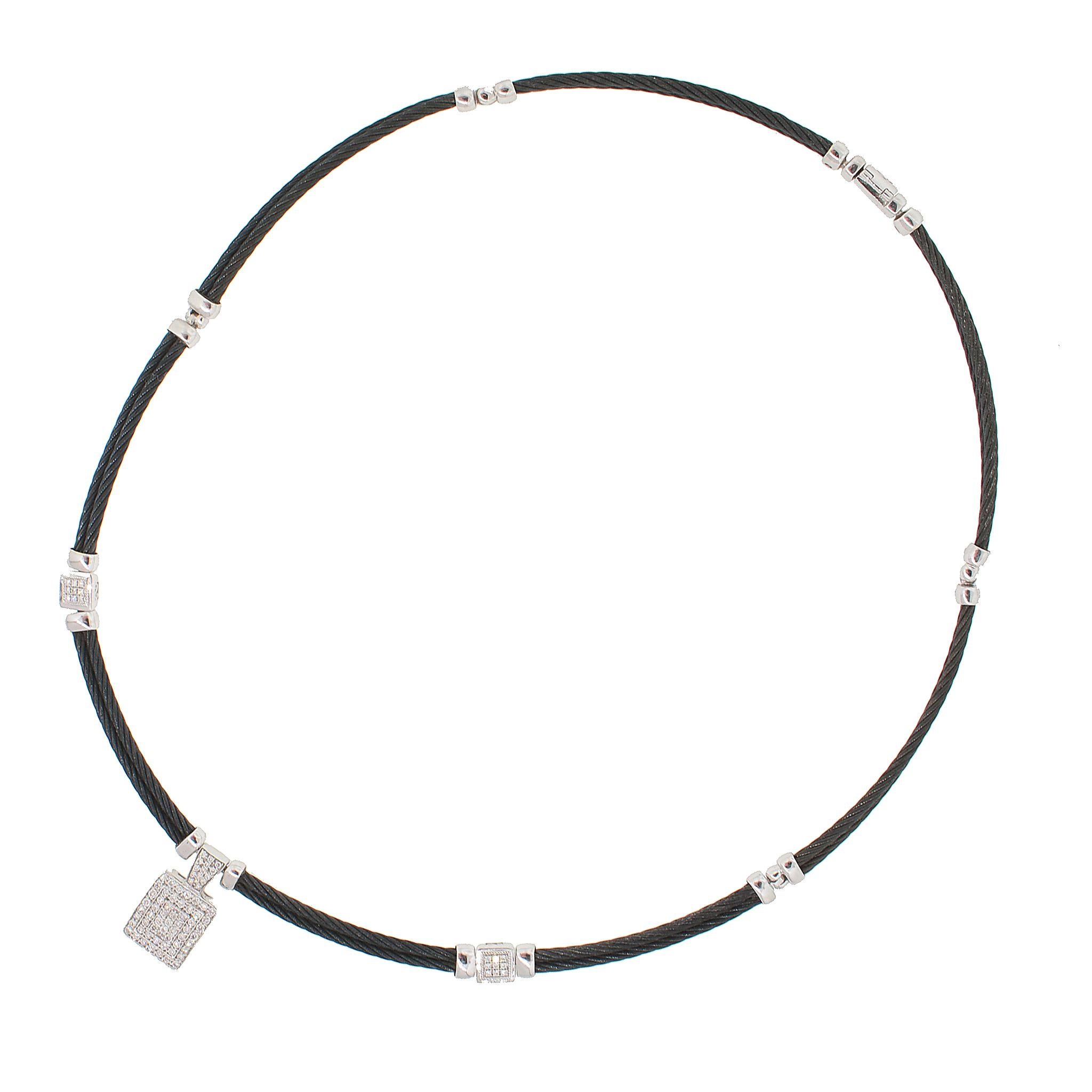 Philippe Charriol Keltische Noir Pavé-Diamant-Halskette im Zustand „Gut“ im Angebot in New York, NY