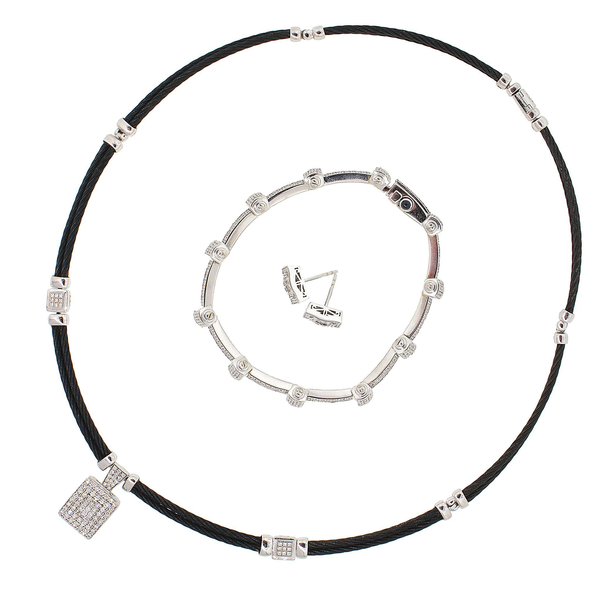 Philippe Charriol Collier Celtic Noir en diamants pavés Pour femmes en vente