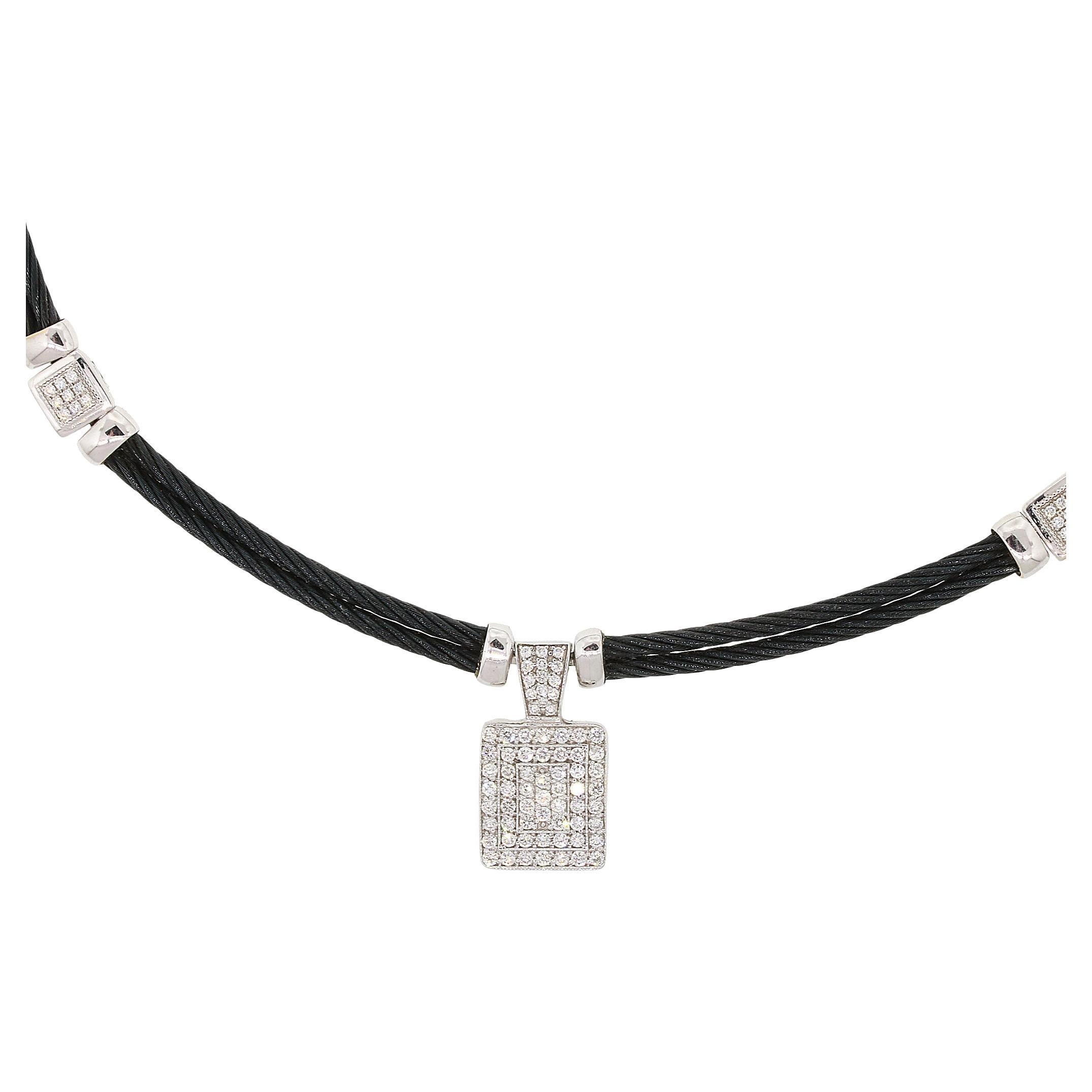 Philippe Charriol Collier Celtic Noir en diamants pavés en vente