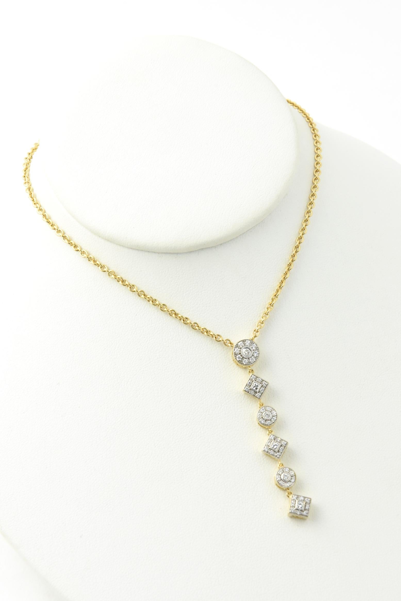 Philippe Charriol Diamond Dangle Yellow Gold Necklace For Sale 1